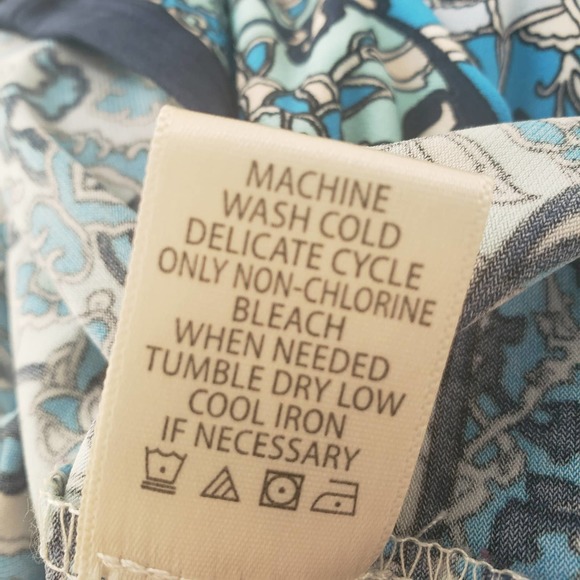 Max Studio Boho Floral Scoop Neck 3/4 Sleeve Midi Dress Side Tie Med - Picture 4 of 10